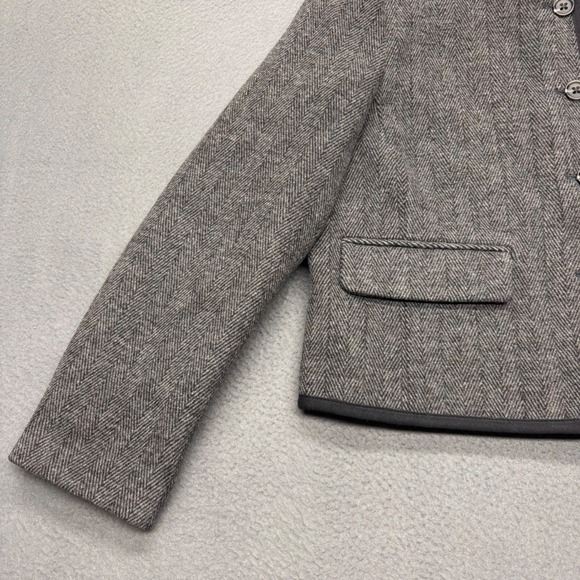 J. Crew NWT Herringbone Cropped Blazer Jacket Heathered Grey Size 12P Career - Picture 3 of 11